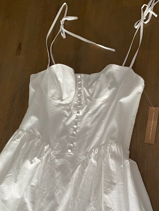 o.p.t Dresses & Skirts - White Midi Sundress with Button Front and Tie Straps